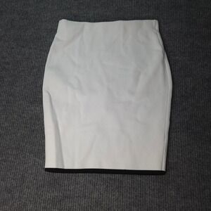 Express Body Contour Skirt Womens Medium White Black Hem Pencil Midi Minimalist